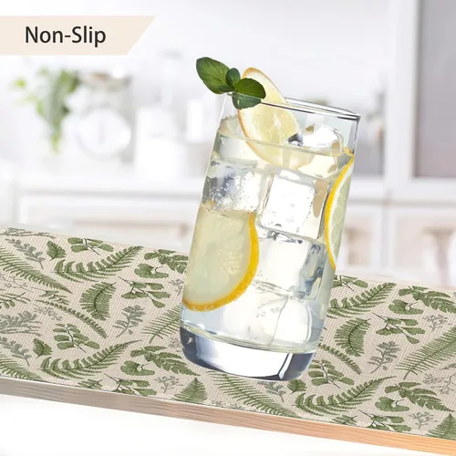 Miniatura 4 de Juego de 6 manteles individuales con diseño de helechos tropicales, con hojas florales botánicas, antideslizantes, resistentes al calor, lavables