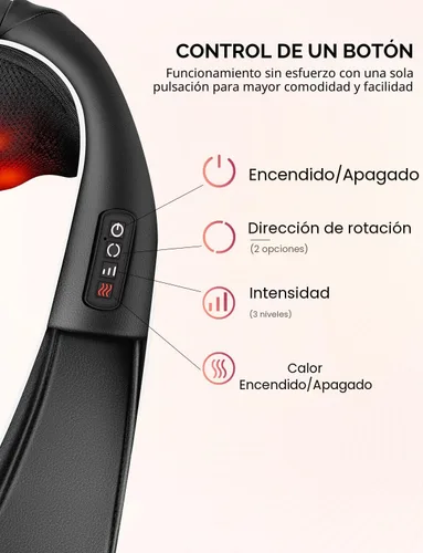 Miniatura 4 de Shiatsu Masajeador de cuello y espalda con calor, masajeador de hombros de tejido profundo con cable para aliviar el dolor, nodos de amasamiento 3D