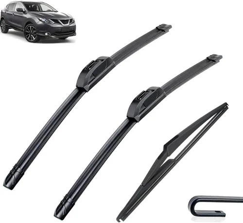 Juego de 3 limpiaparabrisas delantero y trasero compatible con Nissan Qashqai J11 2013-2020 parabrisas ventana de 26 pulgadas + 17 pulgadas + 12