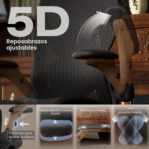 Miniatura 4 de ELABEST X100 Silla ergonómica de oficina con reposapiés, silla grande y alta para escritorio en el hogar con brazos plegables 5D, soporte lumbar