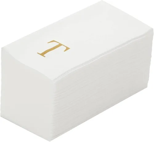 Miniatura 45 de Luxenap Toallas de invitados de tacto de lino de 15.8 X 7.9 pulgadas, 50 toallas de mano con letras - Letra dorada "S", fuente sans serif