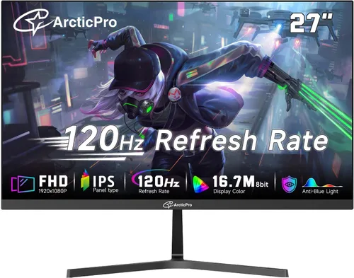 Miniatura 8 de ArcticPro Monitor de 22 pulgadas de 120 Hz, monitor de computadora Full HD (1920 x 1080p), 99% sRGB, contraste 4000:1, sin marco de 3 lados, ultra