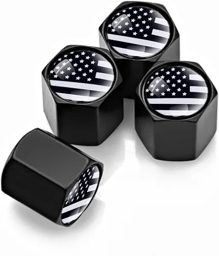 Tapón de vástago de válvula de neumático para automóvil, paquete de 4 cubiertas universales herméticas con patrón de bandera estadounidense