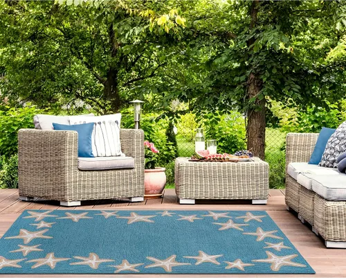 Miniatura 22 de Liora Manne CAPR5163633 - Alfombra costera para interiores y exteriores, color azul marino, 2 pies x 5 pies Cuerdas Navy