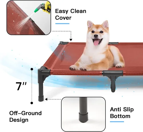 Miniatura 3 de suddus Cama elevada para perros impermeable al aire libre, cuna elevada portátil para perros, camas para perros fuera del suelo, camas para perros