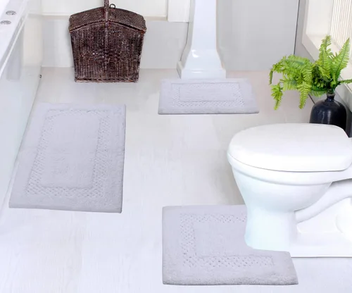Miniatura 75 de Home Weavers Classy - Juego de alfombras de baño 100 % algodón, decoración de baño, lavable, extrasuave y absorbente, tapete de cocina, juego de Aqua