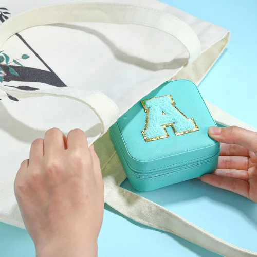 Miniatura 5 de Parima Caja de joyería para el regreso a clases, joyero para niñas adolescentes Accesorios de viaje de secundaria Joyero pequeño azul aguamarina