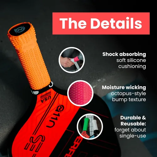 Miniatura 2 de ROCKETGRIP Octopus Pickleball Paddle Grip (paquete de 2) – Agarre de silicona suave para paletas de pickleball – Acolchado y resistente al sudor