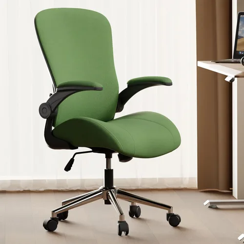 Silla ergonómica de escritorio de oficina verde, cojín de asiento curvado grueso de tela suave con soporte lumbar ajustable, mezcla perfecta de