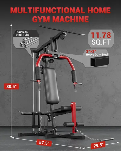 Miniatura 5 de GarveeTech Equipo de gimnasio en casa, máquina de pesas de entrenamiento con sistema de polea de cable, capacidad de peso de 400 libras, estación