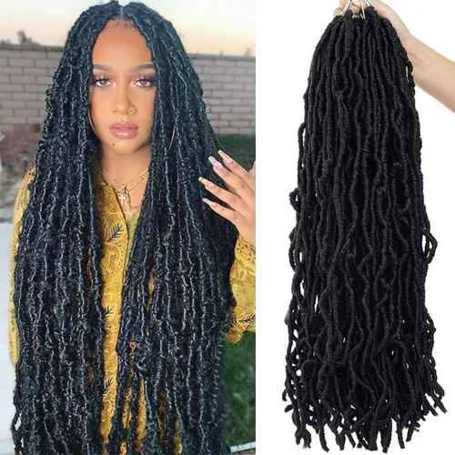Youngther Cabello sintético de ganchillo de 24 pulgadas, 6 unidades, 84 soportes, extensibles, cabello de ganchillo suave de diosa, cabello 1b