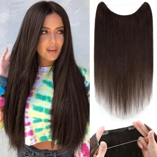 Miniatura 10 de Extensiones de cabello halo Rich Choices de pelo humano 100% Remy con alambre invisible en extensiones de cabello, pieza única, secreta, con línea