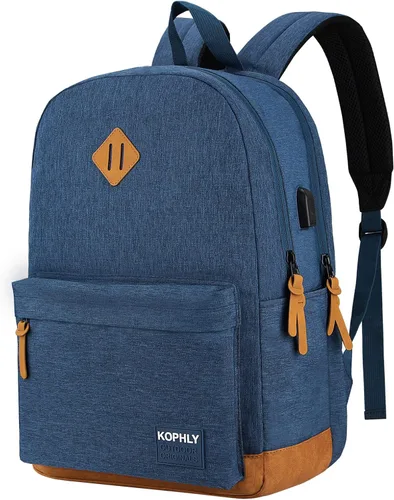 Miniatura 11 de SUPACOOL Mochila ligera para laptop con puerto de carga USB para hombres y mujeres, mochila de doble capa para la universidad, trabajo, viajes