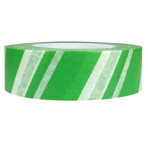 Wrapables Cinta adhesiva japonesa a rayas Washi - Rayas de bloque verde diagonal Rayas diagonales de bloque verde