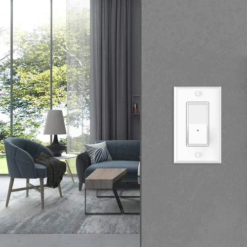 Miniatura 7 de Paquete de 10 interruptores de luz SOZULAMP con luz nocturna LED de 15 amperios, 120/277 voltios, interruptor de pared de un solo polo, sensor