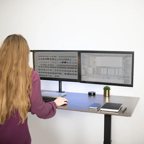 Miniatura 9 de VIVO Soporte de escritorio ajustable para monitor triple, soporte articulado, capacidad para 3 pantallas de hasta 24 pulgadas, negro, STAND-V003Y