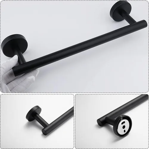Miniatura 5 de Juego de accesorios de baño de 12 piezas, juego de toallero de 24 y 16 pulgadas, negro mate, juego de accesorios de baño de acero inoxidable SUS304