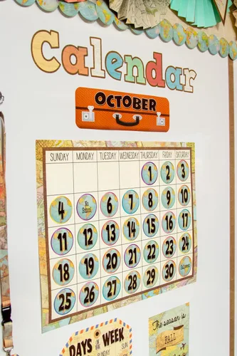 Miniatura 3 de Teacher Created Resources Tablero de anuncios de calendario Travel The Map (TCR8567)