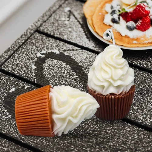 Miniatura 2 de Wehous 2 moldes de silicona para velas, molde de jabón en forma de magdalena, molde de vela de resina para fundición epoxi 3D lindo helado chocolate