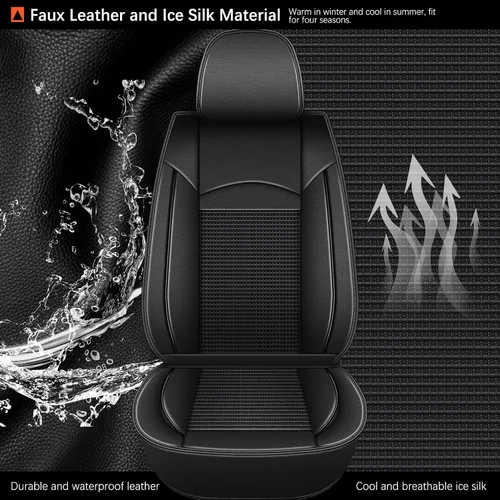 Miniatura 4 de DISUTOGO Fundas de asiento para Nissan Rogue 2009-2024 2025 2026: juego completo de 5 asientos de asiento de automóvil, funda de cuero de seda