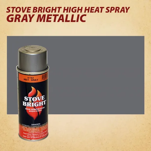 Miniatura 2 de Stove Bright 6193 - Pintura en aerosol para alta temperatura, satinado, hasta 1200 grados, 12 onzas (paquete de 1), color gris metálico 6193 - Gris