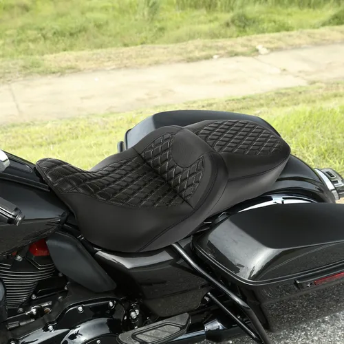 Miniatura 3 de C.C. RIDER Asiento de conductor, piloto y pasajero de una pieza con diamante, asiento de 2 plazas para Harley Touring Road King FLHR, Street Glide