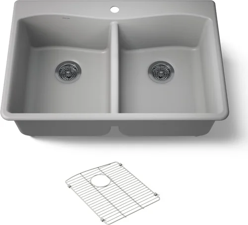 Miniatura 18 de KOHLER 28003-1-CM1 Kennon® - Fregadero de cocina de 25 pulgadas de montaje superior o inferior, incluye estante para fregadero, color negro mate