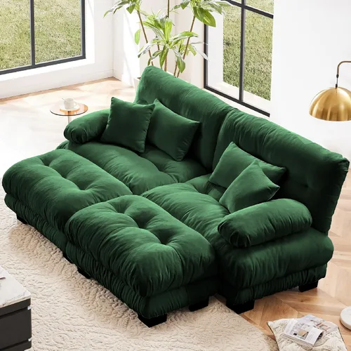 Miniatura 26 de KEIKI Sofá modular de 94 pulgadas con 4 almohadas, cómodo juego de sofá biplaza Cloud para sofá de asiento profundo suave y profundo, sofá biplaza