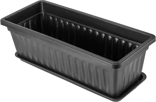 Miniatura 8 de Paquete de 6 cajas de flores de 17 pulgadas, macetas de plástico para verduras largas con bandeja, maceta negra para alféizar de ventana, patio