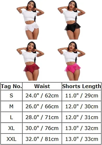 Miniatura 7 de Pantalones cortos de yoga de cintura alta con volantes para mujer, pantalones cortos para levantamiento de glúteos, pantalones cortos