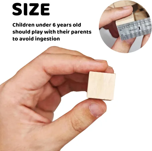 Miniatura 2 de MUXGOA Cubos de madera, paquete de 100 bloques de madera sin terminar para manualidades, bloques cuadrados de madera de 3/4 pulgadas