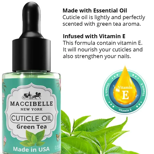 Miniatura 2 de Aceite para cutículas de 0.5 onzas – Cura cutículas secas agrietadas (té verde, 0.5 onzas líquidas)