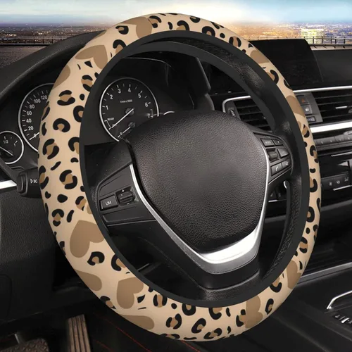 Miniatura 7 de Funda para volante de coche SAKTEPLE con forro antideslizante, funda universal de 15 pulgadas, accesorios de interior de coche de moda para mujeres