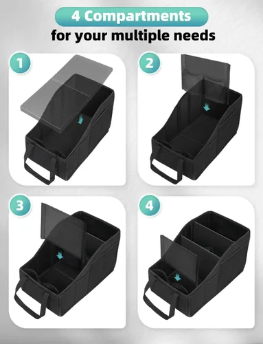 Miniatura 5 de YOHOOLYO Organizador de Asiento de Coche Organizador de Asiento Trasero de Coche con 4 Compartimentos, 4 Portavasos y 7 Bolsillos de Malla para Negro