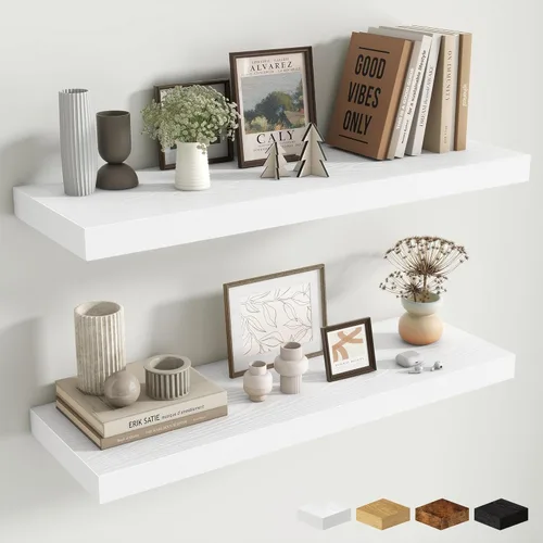 Miniatura 17 de Estantes flotantes de 48 pulgadas para pared, estante de chimenea de 10 pulgadas de profundidad, estantes flotantes de madera para pared, estantes