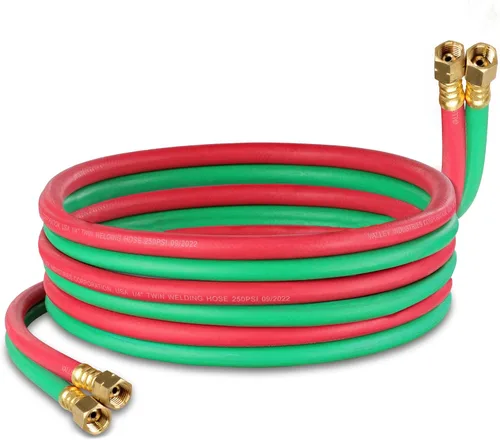 ABN Manguera de oxiacetileno, 15 pies x 1/4 pulgadas - B Fitting Twin Cutting Torch Hose para soldadura