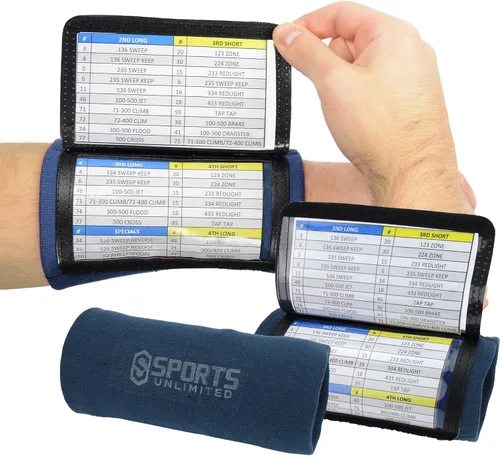 Miniatura 9 de Sports Unlimited Banda Instructora Triple para Adultos, Muñequeras de Fútbol para Jugadas, Muñequeras de Béisbol, Bandas de Brazo QB Negro