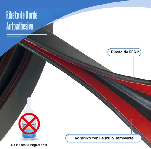 Miniatura 5 de Borde de goma protector autoadhesivo para chapa, material de etileno propileno dieno, ajuste de 1/16 pulgadas (1.6 mm), longitud 10 pies