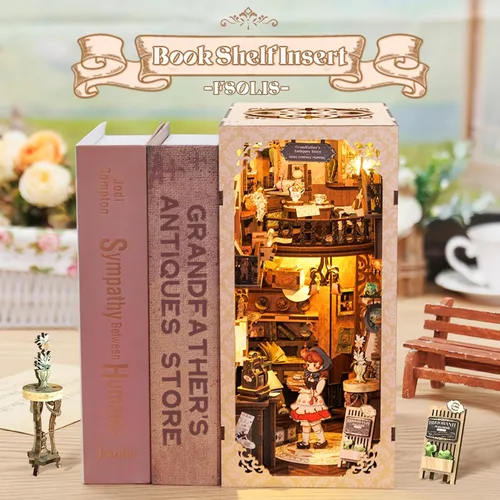 Miniatura 3 de Kit de rincón de libros Fsolis, kit de manualidades para casa de muñecas en miniatura para adultos, decoración para estantería, cumpleaños