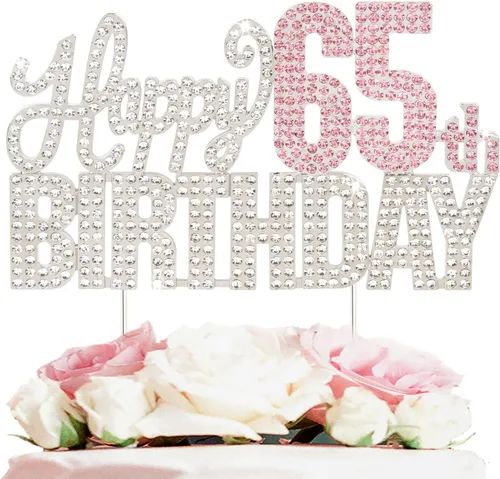 Miniatura 32 de Decoración de pastel de diamantes de imitación rosa y plateado con texto en inglés "Cheers to 11 Years Old Eleven Bday" de metal brillante