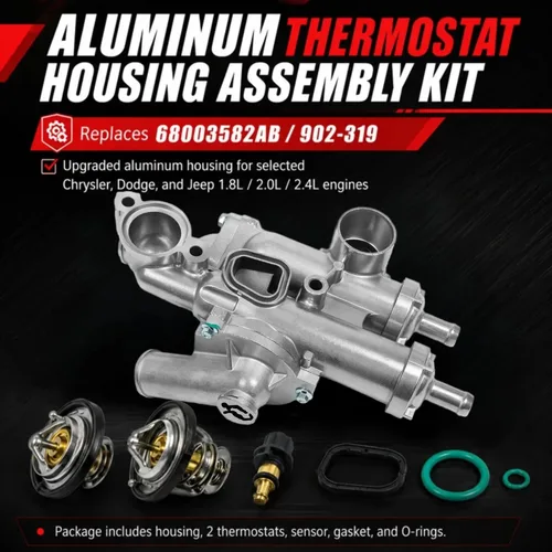 Miniatura 2 de Carcasa de termostato de aluminio para Dodge Journey Avenger calibre 2007-2020, Jeep Compass Patriot, Chrysler 200 Sebring 1.8L 2.0L 2.4L, reemplaza