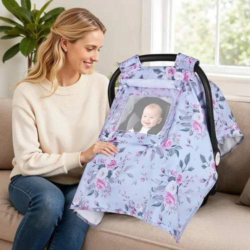 Miniatura 4 de Funda para Asiento de Coche para Bebé, Fundas para Asiento de Coche para Bebé con 2 Capas, Ventanas Transpirables, Funda para Asiento de Coche