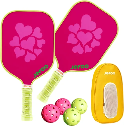 Juego de 2 paletas de pickleball – Material ligero de fibra de vidrio y carbono de alto rendimiento, buen agarre, paletas resistentes para una