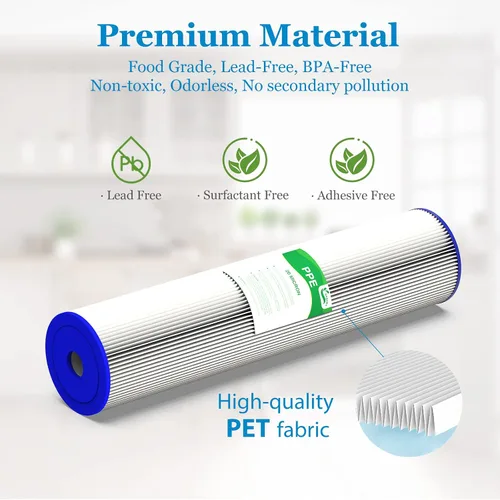 Miniatura 4 de Cartucho de repuesto de filtro de agua para toda la casa de 20 micrones y 20 pulgadas, filtros de agua plisados de sedimentos de 4.5 x 20 pulgadas