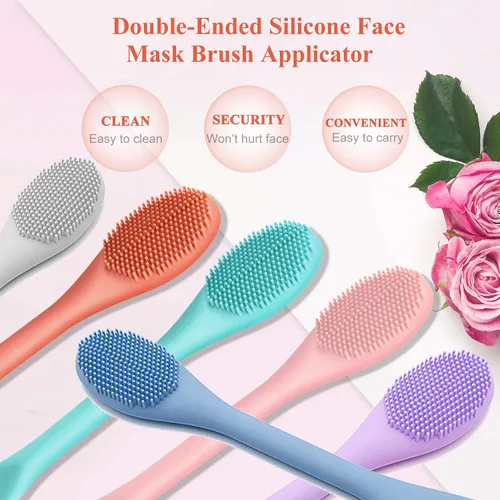Miniatura 6 de REVEX Aplicador de máscara facial de silicona, limpiador facial, exfoliante de poros, 2 cepillos de limpieza de poros, cepillos de limpieza facial