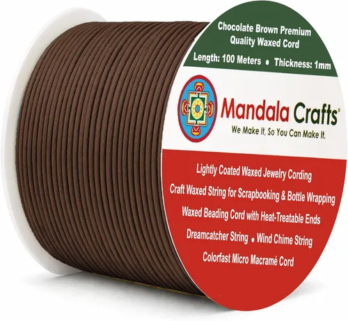 Miniatura 9 de Cuerda Mandala Crafts 0.03 pulgadas 109 yardas para hacer joyería, artesanía, macramé, cuerda de algodón encerado Negro