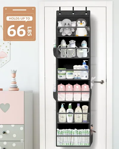 Miniatura 6 de STORAGE MANIAC Organizador para colgar sobre la puerta, organizador colgante de gran capacidad, bolsillos profundos transparentes detrás