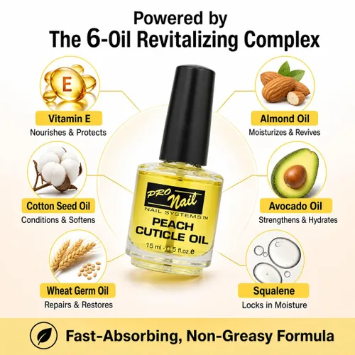 Miniatura 3 de PRO NAIL - Aceite revitalizante de cutículas para uñas, melocotón, 0.5 onzas - Fuerza profesional, pedicura y manicura - Hidrata y fortalece