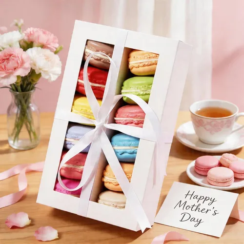 Miniatura 2 de HAPPY POTATO Paquete de 15 cajas de macarrones para 12, 7.2 x 4 x 1.9 pulgadas, caja de embalaje de macarrones con cinta, cajas de macarrones Blanco