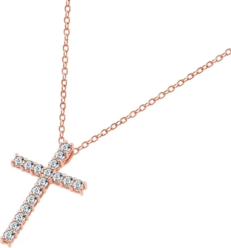 Miniatura 4 de Tienda Collection Platinum or Gold Plated Sterling Silver Cross Pendant Necklace with Infinite Elements Zirconia, 18